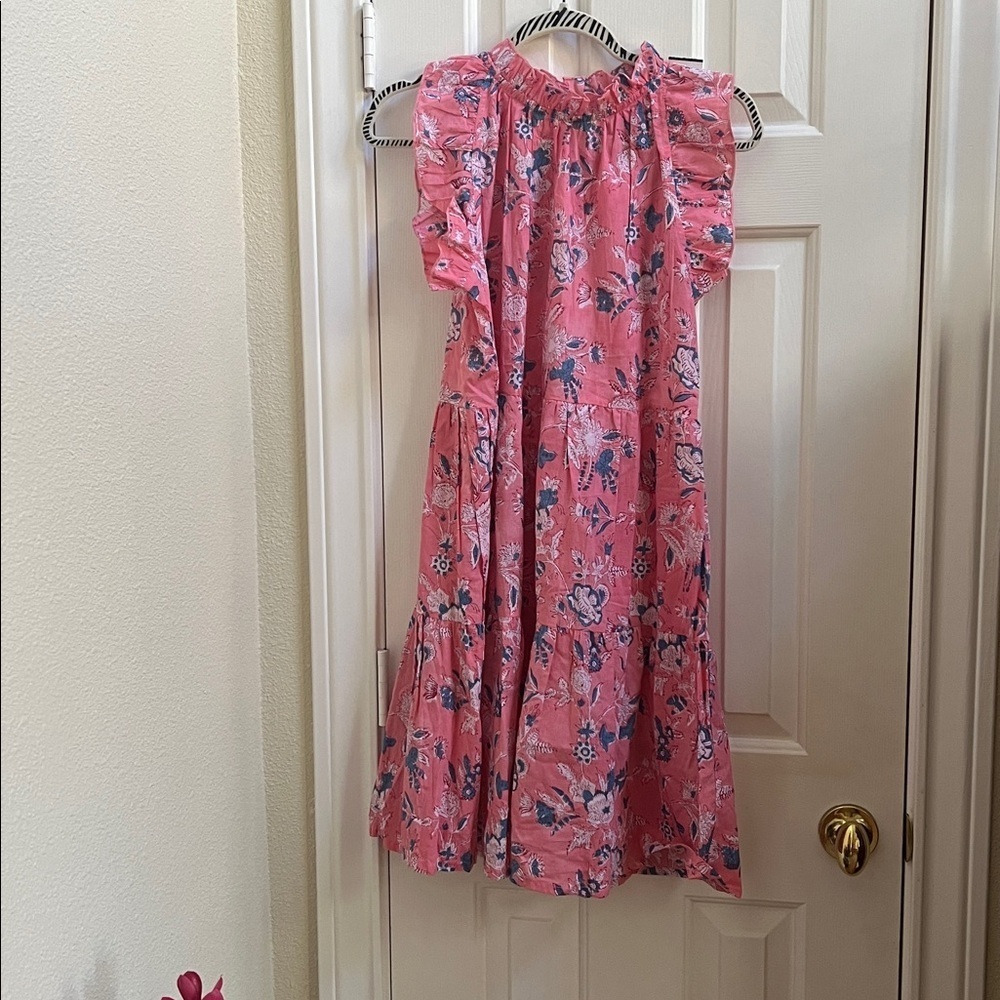 The Fox and the Mermaid Block Printed Calla Dress peony Women's Size Medium - Picture 2 of 8